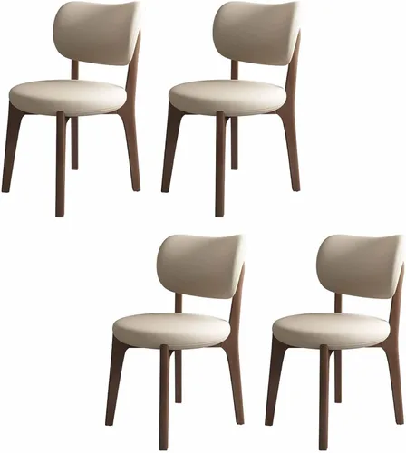 Miniatura 48 de Juego de 2 sillas de comedor tapizadas de cuero suave, sillas de comedor de madera maciza, con asiento acolchado y patas de madera para cocina, sala