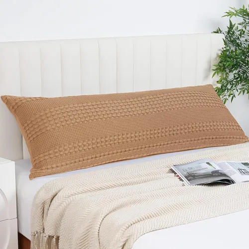 Miniatura 81 de PHF Fundas de almohada con tejido de gofre de 24" x 24", paquete de 2, funda de almohada cuadrada 100% algodón para decoración de ropa de cama, sin