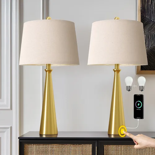 Miniatura 13 de Oneach Lámparas de mesa de 25.75 pulgadas para sala de estar, lámpara de noche regulable de 3 vías, con control táctil regulable de 3 vías, moderna