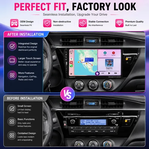 Miniatura 5 de Estéreo de Coche de 9 Pulgadas de DIN Único con Apple CarPlay Inalámbrico Android Auto, Radio de Coche, Pantalla Táctil IPS de 9" de Capacitancia
