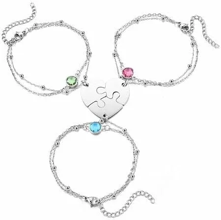 Miniatura 2 de PESOENTH Pulseras de mejor amiga para niñas de 234 a juego, pulseras de rompecabezas de corazón, amistad, mejor amiga, cumpleaños, regalos