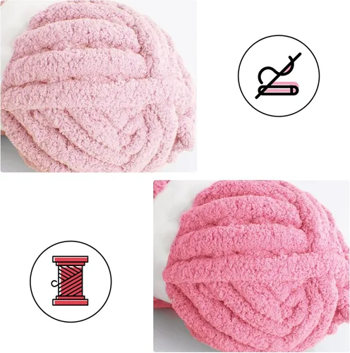 Miniatura 6 de MABOZOO Paquete de 8 ovillos de hilo grueso surtido para crochet - Chenilla jumbo esponjosa, hilo suave y voluminoso para tejer a mano o con los Rojo