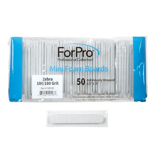Miniatura 10 de ForPro Professional Collection Mini tablero de espuma, negro, grano 100/180, lima de uñas de manicura de doble cara, envuelta individualmente, 3.5