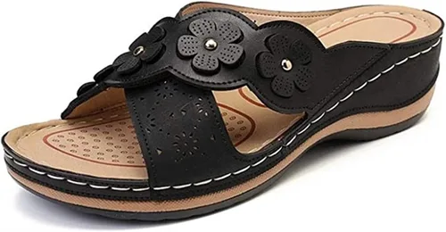 Miniatura 54 de Ladmiple Sandalias ortopédicas florales de moda 2023 con soporte de arco, zapatillas romanas casuales con puntera abierta