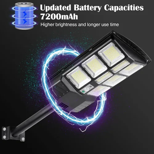 Miniatura 5 de ZJOJO Luz solar de calle de 800 W, impermeable, 15000 lúmenes, 728 luces LED solares para exteriores del atardecer al amanecer, luz LED