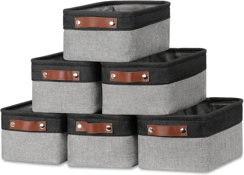 Miniatura 20 de DULLEMELO Juego de 4 cubos de almacenamiento, cesta de almacenamiento de tela para estantes, armario, cuarto del bebé, almacenamiento de juguetes