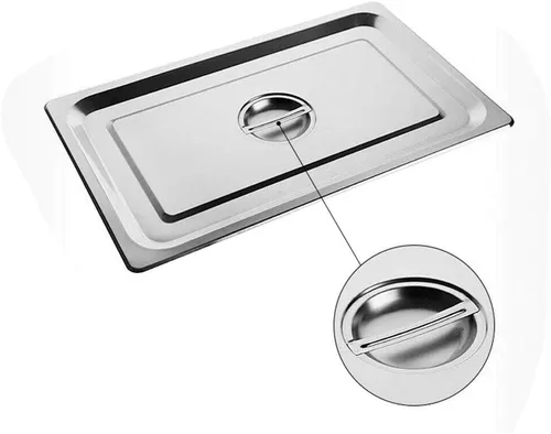 Miniatura 7 de LOYALHEARTDY Paquete de 4 bandejas de mesa de 4 pulgadas de profundidad de tamaño completo, sartén de acero inoxidable para hotel con tapas, Bandeja