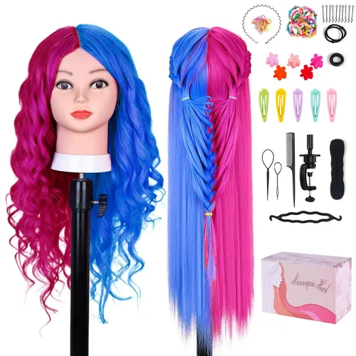 Miniatura 16 de Beauty Star Cabeza de maniquí con cabello humano 100% real, cabeza de peinado de muñeca de 18 pulgadas para práctica de trenzado y entrenamiento