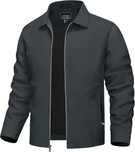 Miniatura 14 de TACVASEN Chaqueta Cortavientos Ligera para Hombre con Cremallera Completa Cuello Plegable Chaquetas Abrigo Casual Ligero con Bolsillos con Cremallera