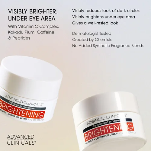 Miniatura 3 de Advanced Clinicals Bálsamo para Ojos con Vitamina C + Cafeína Crema Hidratante Facial Crema para Debajo de los Ojos para Mejorar la Apariencia