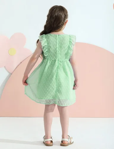 Miniatura 5 de URMAGIC Vestidos de verano para niñas pequeñas, con volantes, sin mangas, con lunares suizos, vestido de fiesta sólido para 18M-6 años