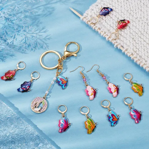 Miniatura 4 de NBEADS Marcadores de Puntadas de Animales, Dijes Marcadores de Puntadas de Crochet de Aleación Esmaltada, Marcadores de Puntadas con Cierre