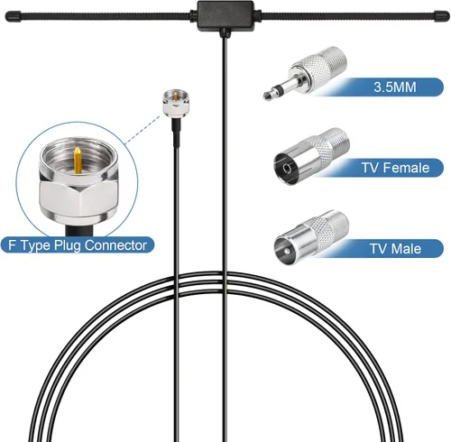 Miniatura 2 de Bingfu Antena dipolo de radio FM para receptor estéreo interior Pioneer Onkyo Yamaha Marantz Bose Wave Sistema de música FM Radio FM Receptor