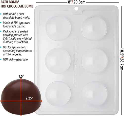 Miniatura 5 de Cybrtrayd Molde de caramelo de chocolate con bomba de baño con instrucciones exclusivas para moldeo de chocolate con derechos de autor de Cybrtrayd