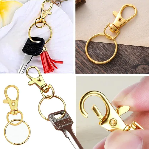 Miniatura 2 de 60 Piezas Cierres Giratorios Dorados Premium Ganchos de Presión para Cordón con Anillas para Llaves, Ganchos de Clip para Cadena de Llaves Cierres