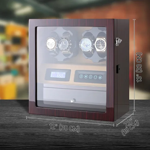 Miniatura 7 de Enrollador de 4 relojes con espacio de almacenamiento de 5 relojes, pantalla LCD, control táctil y luz