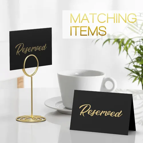 Miniatura 7 de Paquete de 10 letreros de mesa reservados negros para boda, cartulina de 3 x 4, letreros reservados para bodas, restaurantes, letreros reservados