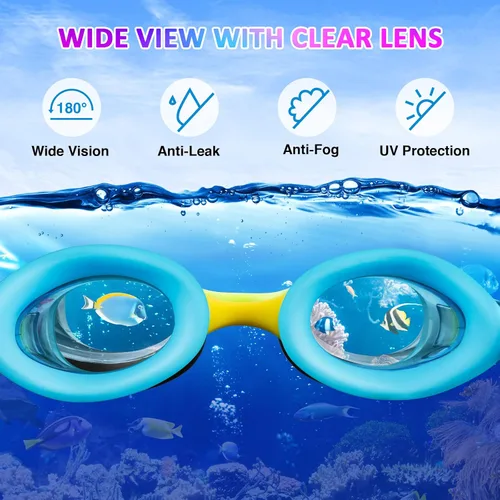 Miniatura 6 de XDX Gafas de natación para niños de 4 a 14, paquete de 4 para niños y niñas, antivaho con protección UV Multicolor-4pack-a