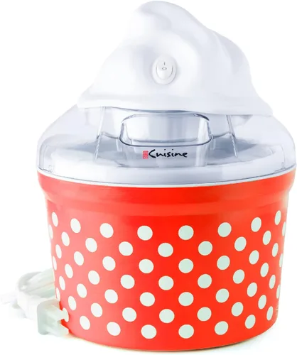 Euro Cuisine Máquina para hacer helados, sorbetes y yogur congelado, máquina casera para hacer helados para niños con 4 vasos de vidrio, tazón de