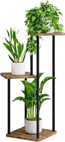 AZERPIAN - Soporte para plantas de 3 niveles, estante de metal para plantas de interior, para múltiples plantas, soportes de esquina para flores