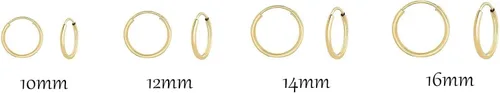 Miniatura 8 de Aretes de argolla de oro amarillo de 14 quilates flexible, de 10-18mm