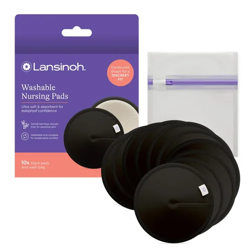 Miniatura 10 de Lansinoh Almohadillas de lactancia lavables, hechas con viscosa de bambú orgánica, almohadillas reutilizables para lactancia materna con bolsa