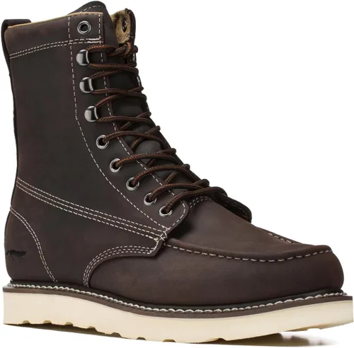 Miniatura 3 de Golden Fox - Botas de trabajo de cuero cómodas con cuña y puntera tipo mocasín para hombre, construcción Goodyear Welt, industrial, Ironworker