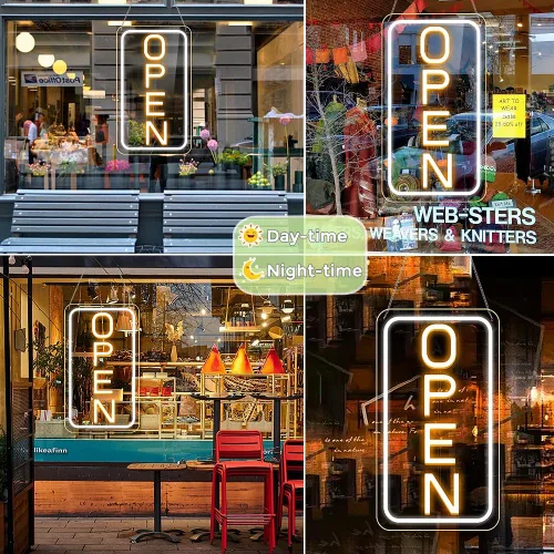 Miniatura 2 de Letreros de 'Abierto' para Ventana de Negocio, Letrero de Neón 'Abierto' de 16" x 9", Letrero LED 'Abierto' con Chip COB Brillante con Interruptor