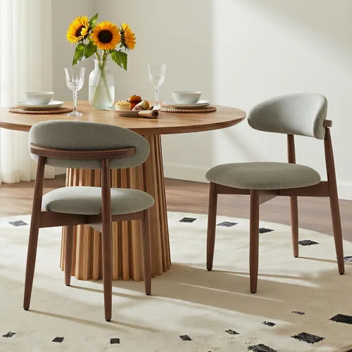 Miniatura 15 de COLAMY Mid-Century - Juego de 2 sillas de comedor de madera modernas, sillas de cocina tapizadas para interiores con asiento acolchado acogedor