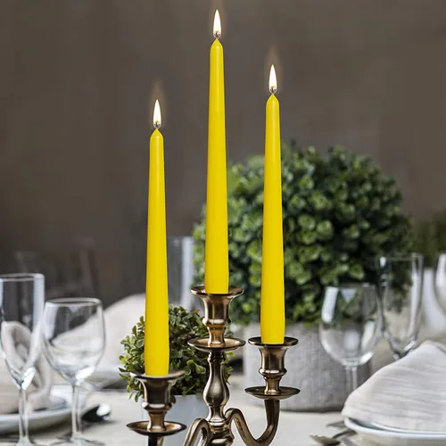 Miniatura 6 de BOLSIUS Velas cónicas amarillas – Paquete de 4 velas sin perfume de 10 pulgadas – 8 horas de tiempo de combustión – Calidad europea premium – Velas