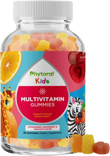 Phytoral Gomitas multivitamínicas masticables para niños, vitaminas gomosas para apoyar el estado de ánimo, impulso de energía natural y apoyo
