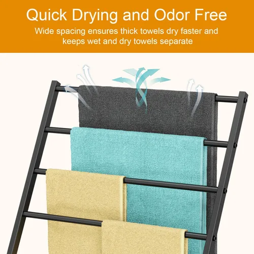 Miniatura 5 de Honiter Toallero de secado para baño, toallero independiente, toallero de 4 niveles de ancho, toalleros de piscina al aire libre, soporte