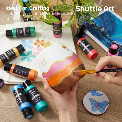 Miniatura 7 de Shuttle Art Pintura acrílica metálica de 30 colores, pintura metálica de grado artista en botellas (2.3 onzas líquidas, 2 onzas), rica pigmentación