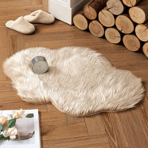 Miniatura 22 de MIULEE Alfombra de Piel de Oveja Sintética de 3 x 5 Pies, Alfombras de Área Mullidas de Lujo - Alfombra Decorativa Shag Súper Suave para Dormitorio