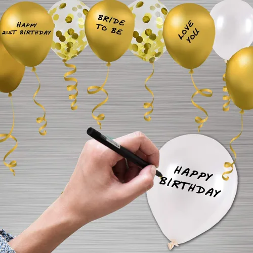 Miniatura 6 de Juego de 50 globos para fiestas, cromo dorado, perla blanca y confeti dorado, globos de látex natural de 12 pulgadas para decoraciones de fiestas