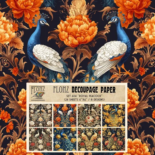 Miniatura 2 de Paquete de papel para decoupage (24 hojas 15x15 cm) Fantastic Nightlights # Papel con patrón estilo vintage para decoupage, manualidades y álbumes