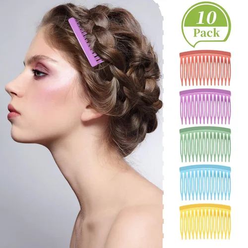 Miniatura 2 de Chuangdi 10 peines para el cabello para mujer, accesorios decorativos franceses para el cabello, accesorios para peinetas laterales finas y finas