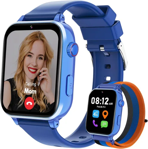 Miniatura 10 de Reloj inteligente 4G para niños y niñas con rastreador GPS, reloj inteligente para niños, llamada telefónica, videollamada SOS para niños, regalo