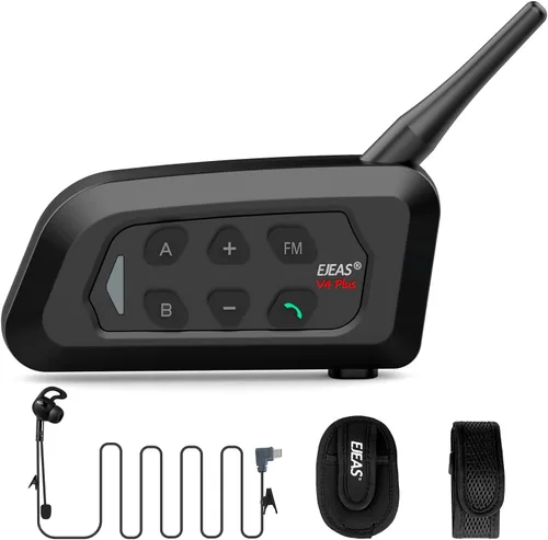 EJEAS V4C Plus - Intercomunicador de árbitro profesional, sistema de comunicación de árbitro Bluetooth 5.1 con función de radio FM para deportes de