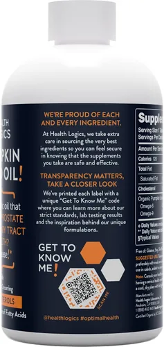 Miniatura 4 de Health Logics Aceite de semilla de calabaza de 12 onzas orgánico prensado en frío Vegetariano, sin OMG, sin gluten Seguro para cocinar Apoya