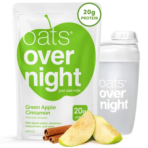 Miniatura 8 de Oats Overnight - Manzana verde canela - Batido alto en proteínas, bajo en azúcar para desayuno, sin gluten, alta fibra, avena sin OMG