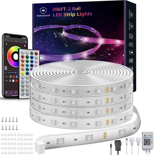 Miniatura 11 de Ledagic Tira de luces LED para exteriores impermeables de 50 pies (1 rollo), tira de luz LED exterior IP65 impermeable con control remoto