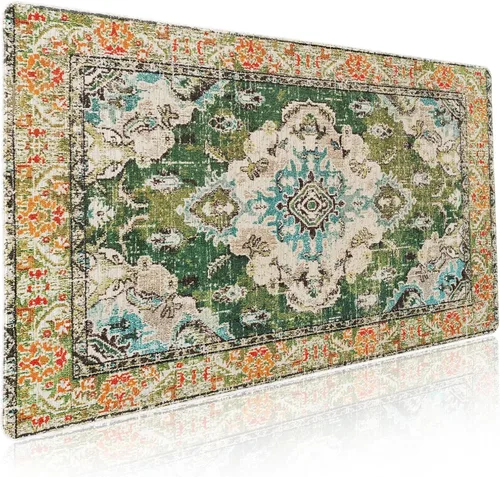 Miniatura 52 de Alfombrilla de ratón rosa y verde anime geométrica japonesa extendida para escritorio 90X40 CM, base de goma antideslizante, borde cosido