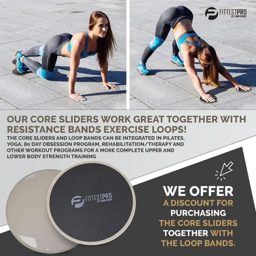 Miniatura 5 de Limm Deslizadores de núcleo para entrenar – Deslizadores de ejercicio fitness, estabilidad, abdominales, piernas y cuerpo completo (juego de 2)