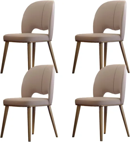 Miniatura 10 de Sillas de comedor de cocina, sillas de comedor curvadas de piel sintética, silla sin brazos con patas de metal, silla de sala de estar para hoteles