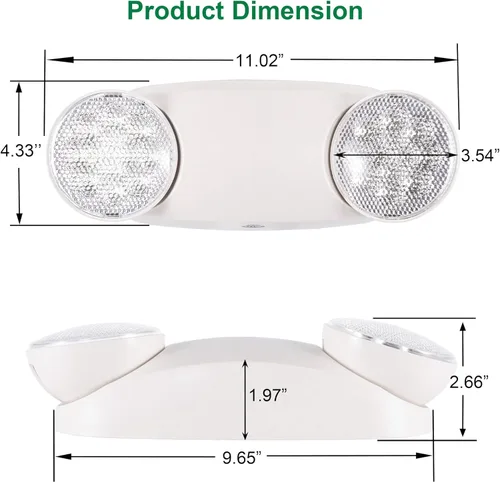Miniatura 6 de GRUENLICH Luz LED de emergencia, accesorios de iluminación de salida con 2 cabezales LED de ojo de insectos y baterías de respaldo, calificación UL