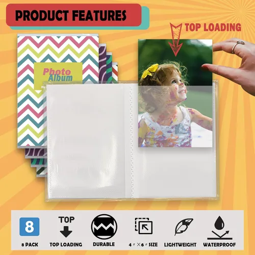 Miniatura 2 de Álbumes de fotos pequeños de 4 x 6 pulgadas para fotos, paquete de 8, capacidad para 36 fotos cada uno, mini álbumes de fotos, álbumes de fotos de 4