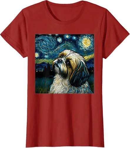 Miniatura 46 de Camiseta Surrealism Starry Night Shih Tzu Dog