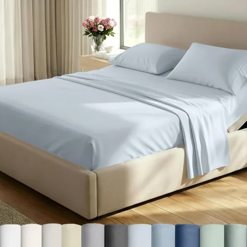 Miniatura 23 de California Design Den Sábanas de cama tamaño individual, sábanas suaves de 100% algodón con bolsillos profundos elásticos, 500 hilos satinados, 13