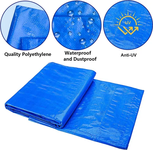 Miniatura 3 de codree Paños de tierra de piscina de 11 x 7.8 pies, rectangular, impermeable, de polietileno, para proteger la piscina sobre el suelo, evita